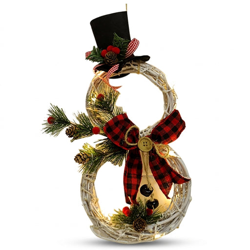 LED Snowman Christmas Wreath Door Hanging Decoration