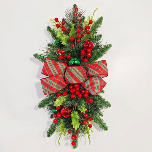 Christmas Stair and Door Garland, 60 x 30 cm, with Light or No-Light Option